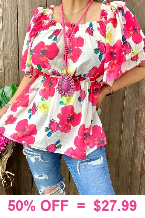 2X, 3X Floral peplum blouse with lining  & elastic waist