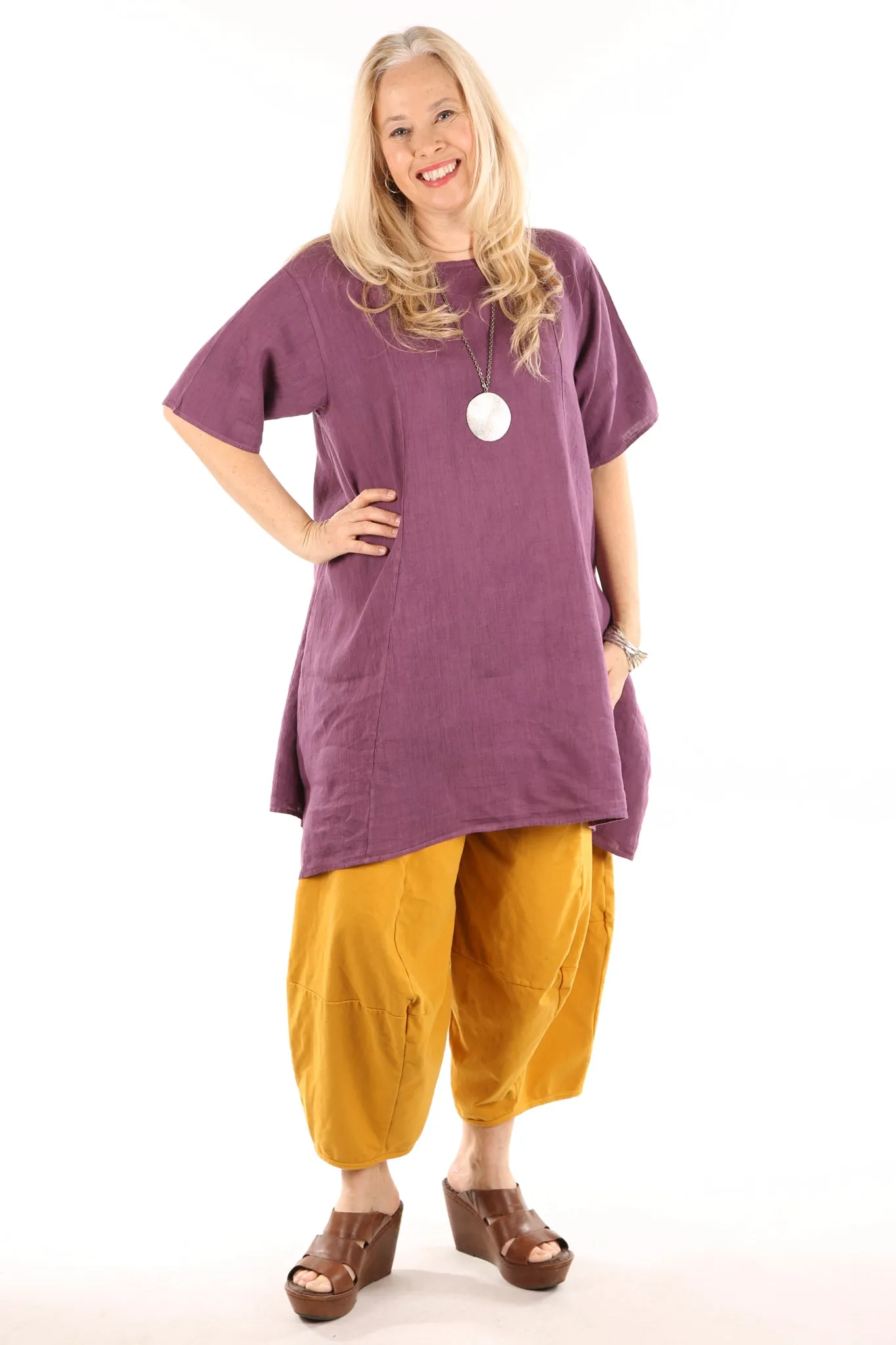 3273- Roll over Waist Four Square-Marigold-U