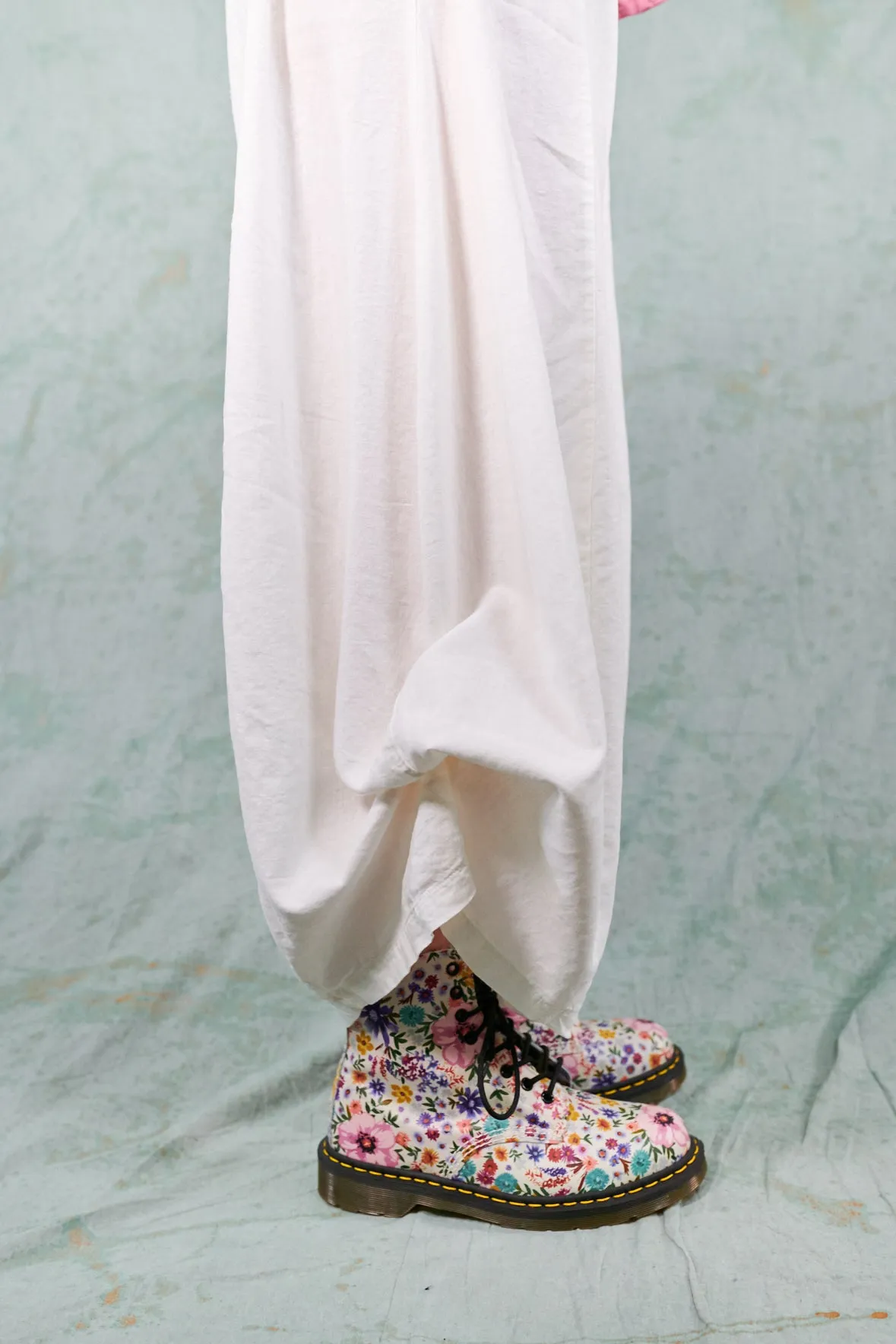 3296-Crop Linen Cotton Billow-White-U