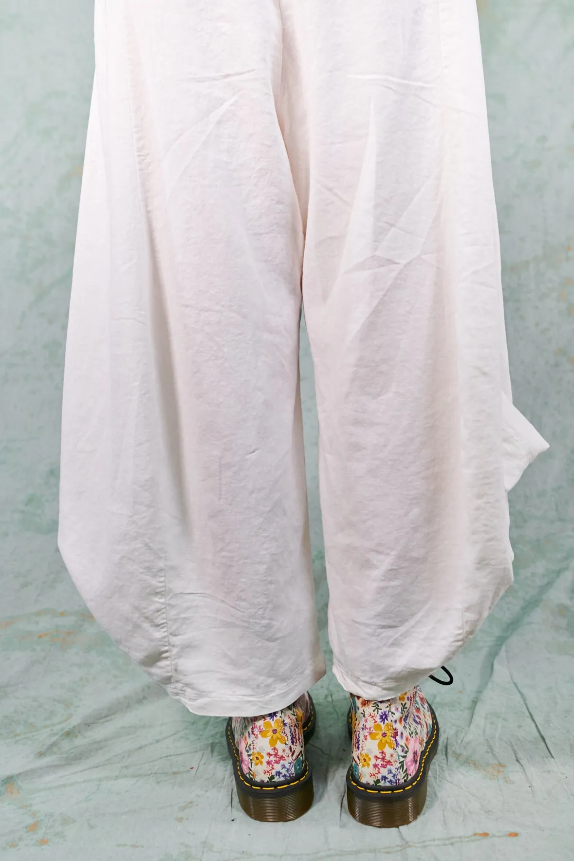 3296-Crop Linen Cotton Billow-White-U