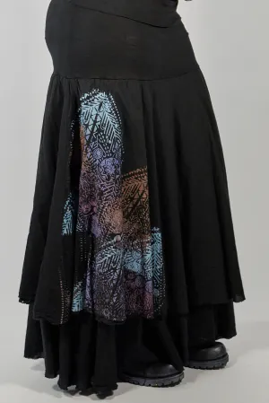 4113 Trilogy Skirt Black Hand Printed-P
