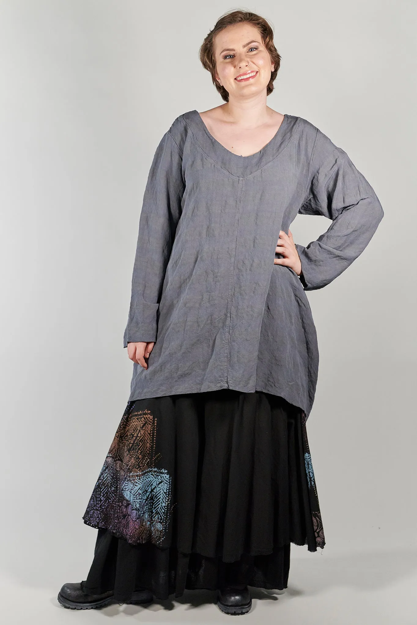 4113 Trilogy Skirt Black Hand Printed-P