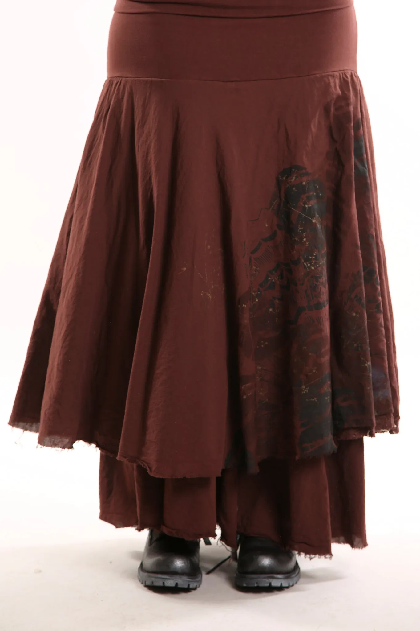 4113 Trilogy Skirt Tonal Armagnac Hand Printed-P
