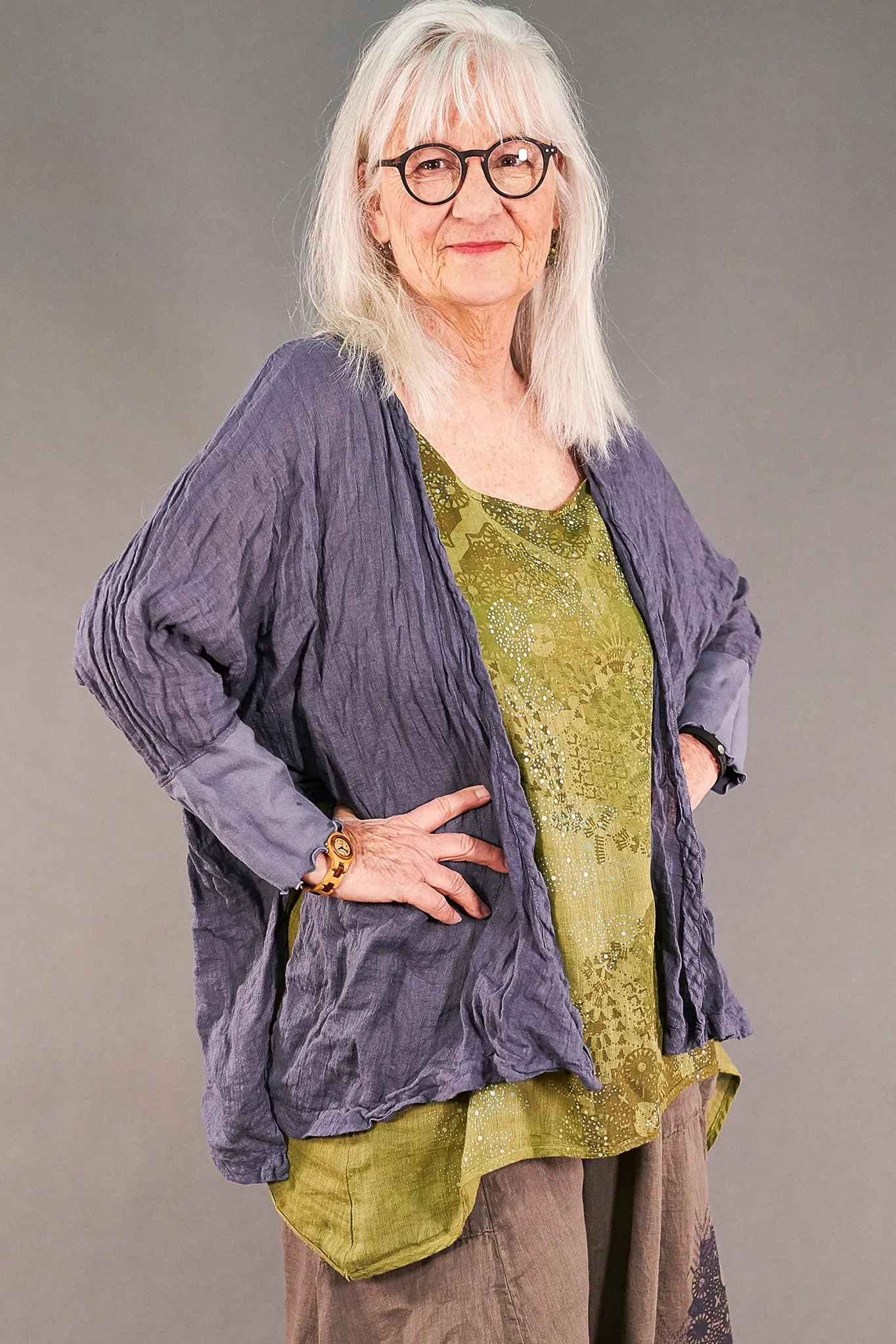 5253-Linen Crinkle Swing Cardi-Reflection-U
