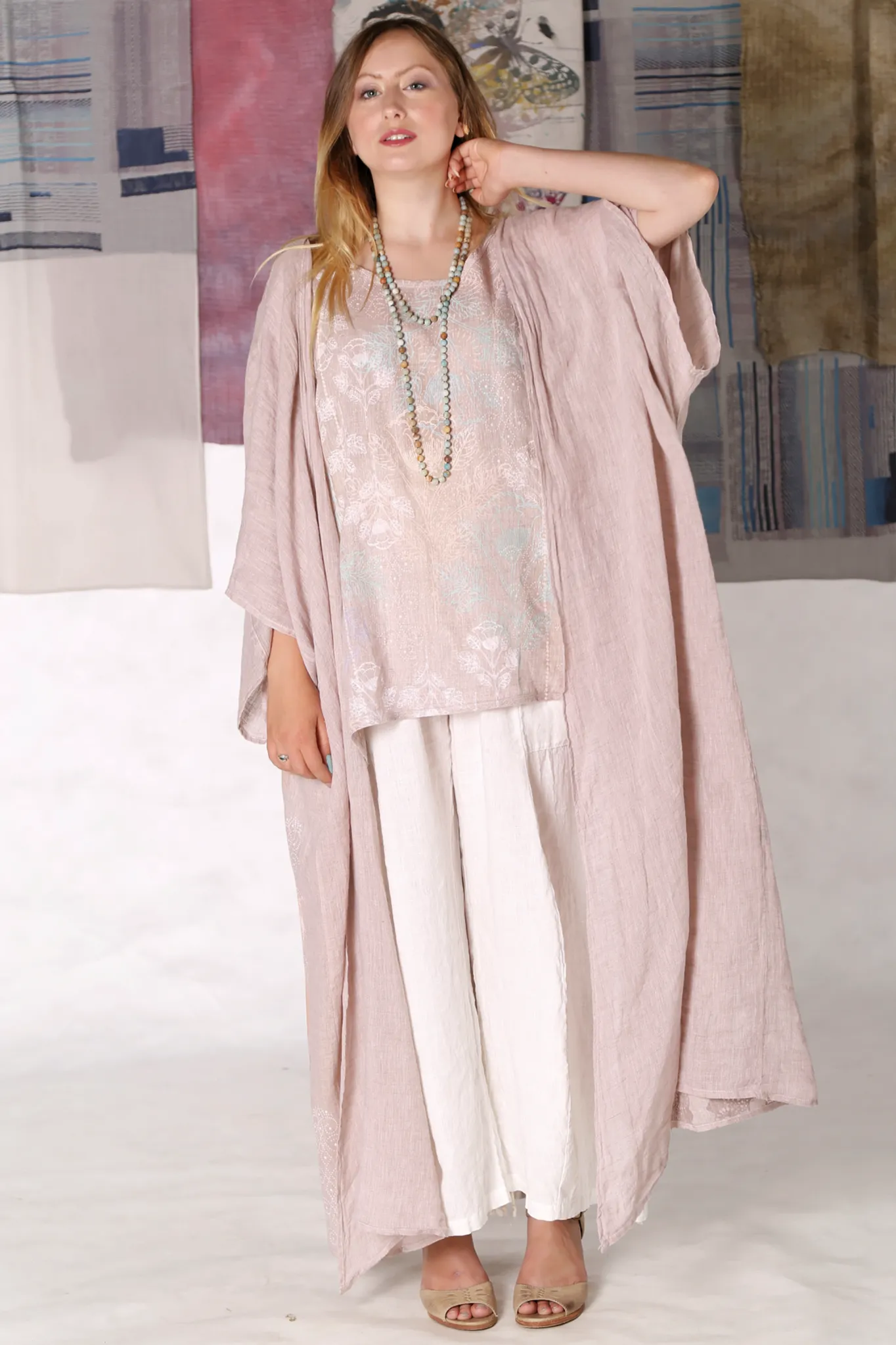 5267 Long Kimono Duster Sweet-P