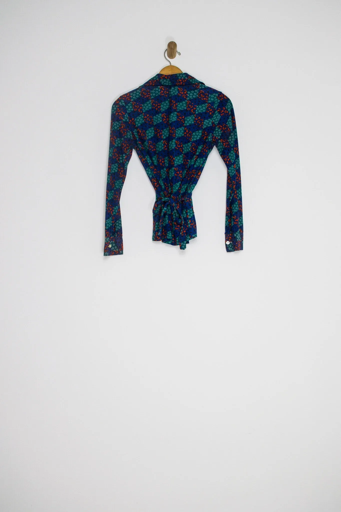 60's MUSHROOM PRINT PEPLUM TOP / SMALL