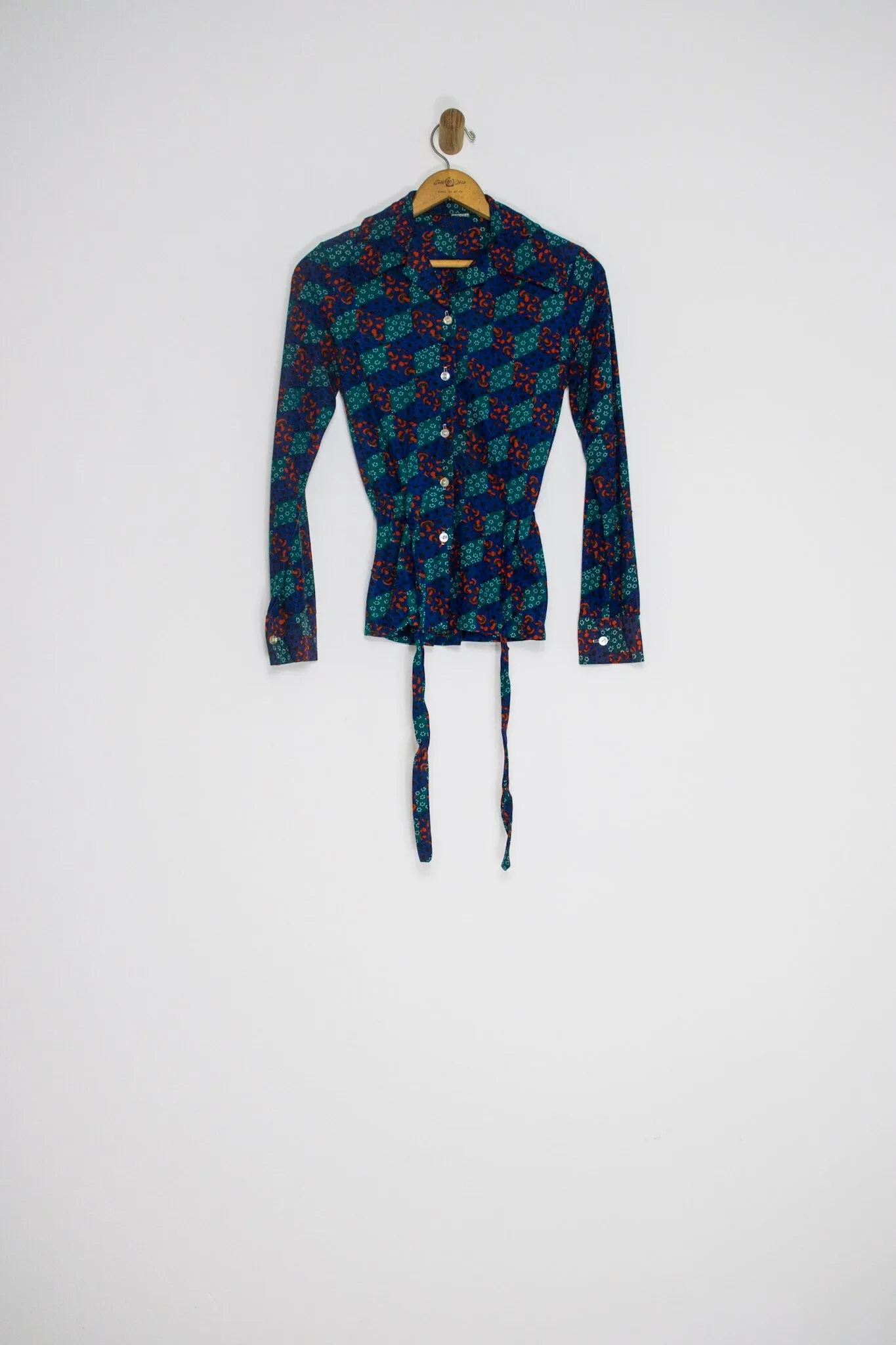 60's MUSHROOM PRINT PEPLUM TOP / SMALL