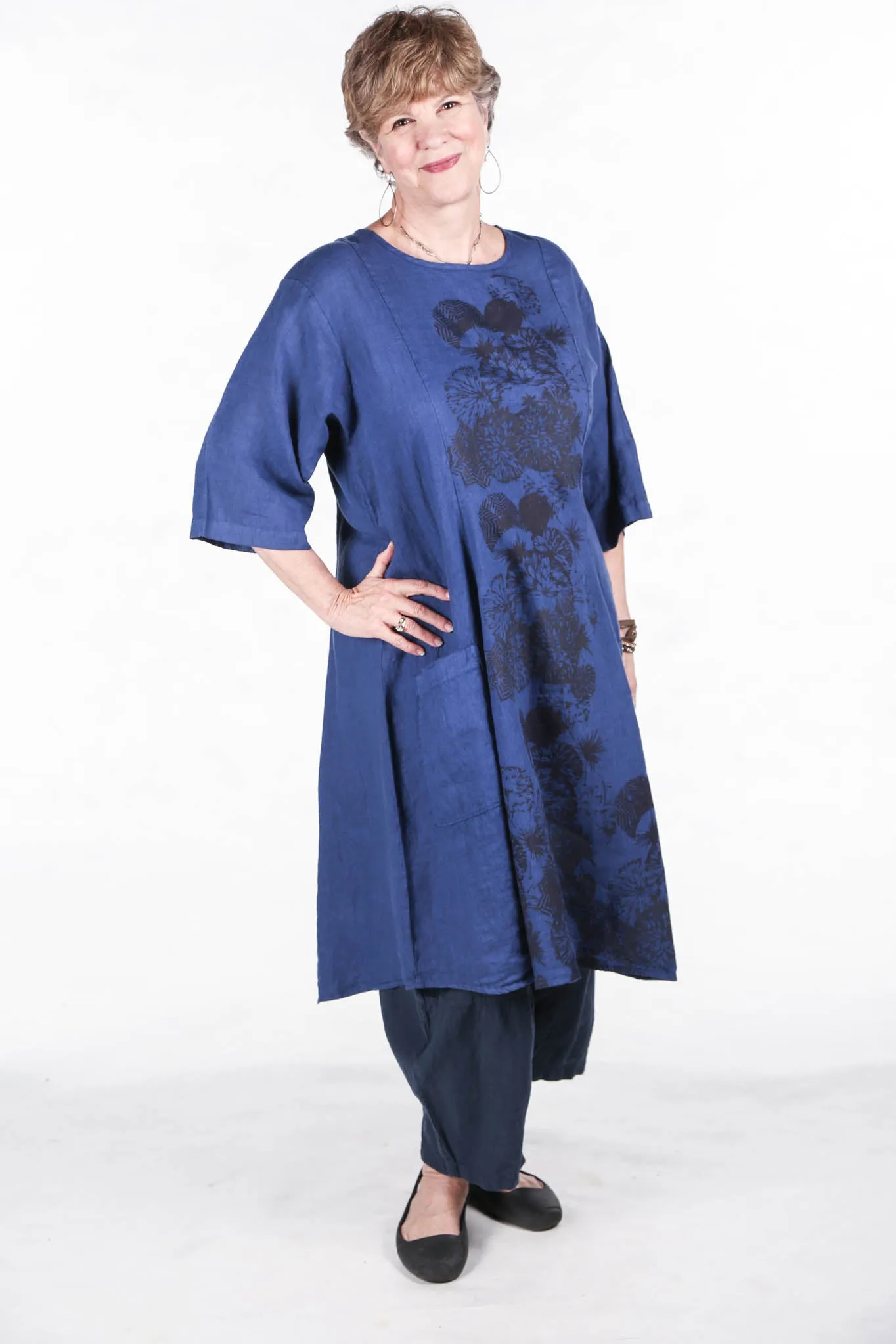 7212  Linen Beautiful Days Dress-Deep Blue Sea-Chrysanthe-P