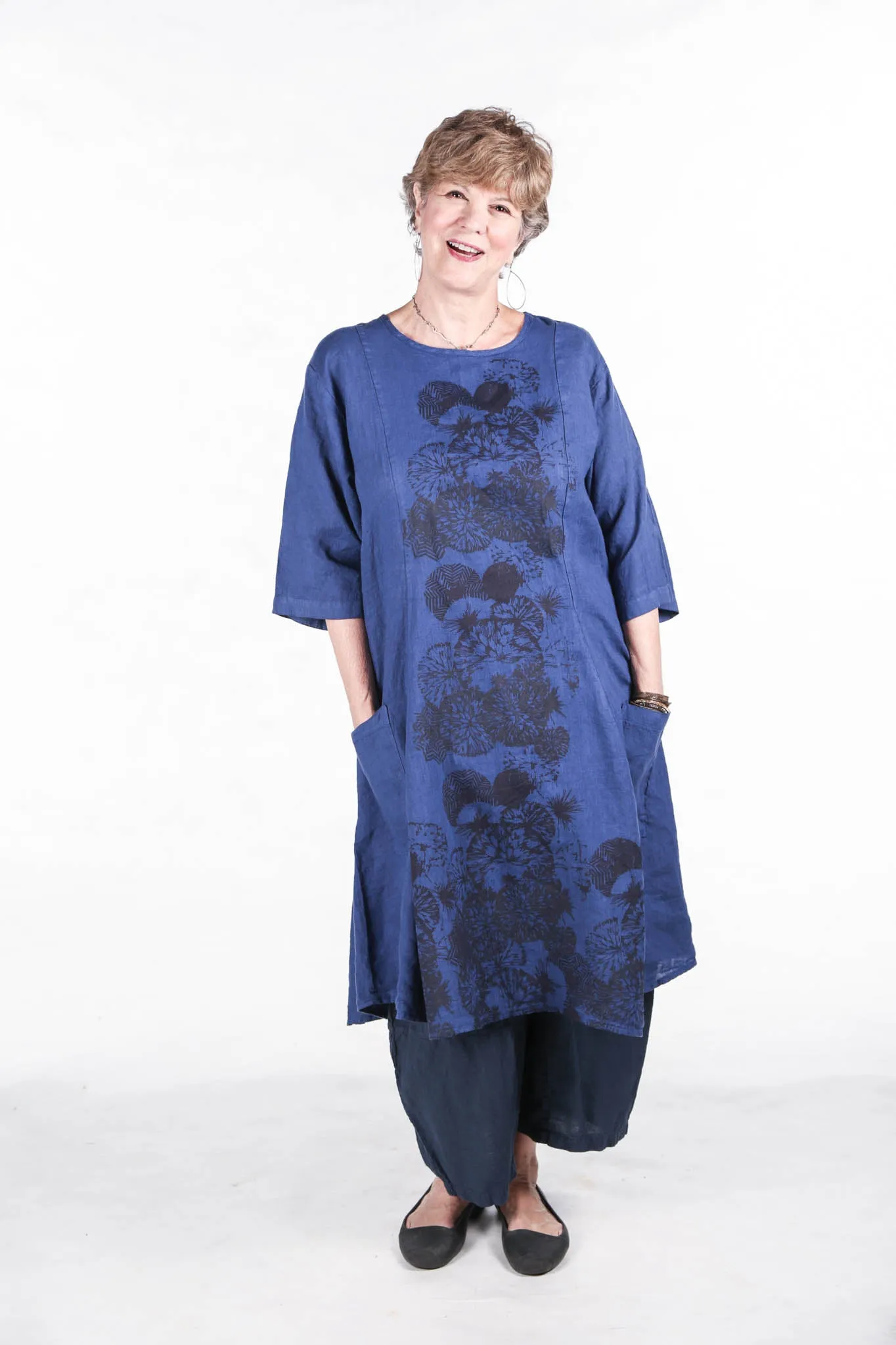 7212  Linen Beautiful Days Dress-Deep Blue Sea-Chrysanthe-P