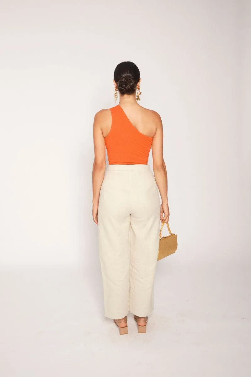 Abbi Pant in Cream Linen- Size 4 SAMPLE