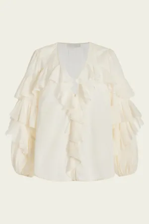 Acacia Ruffle Blouse in Tea