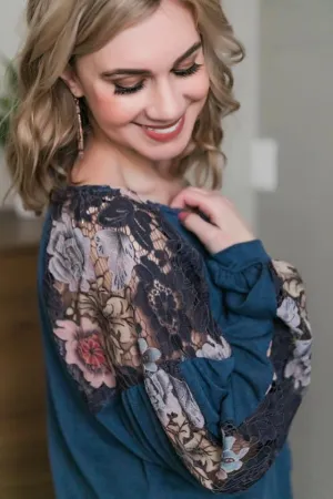 AFTER MIDNIGHT FLORAL SLEEVE TOP in store- sale