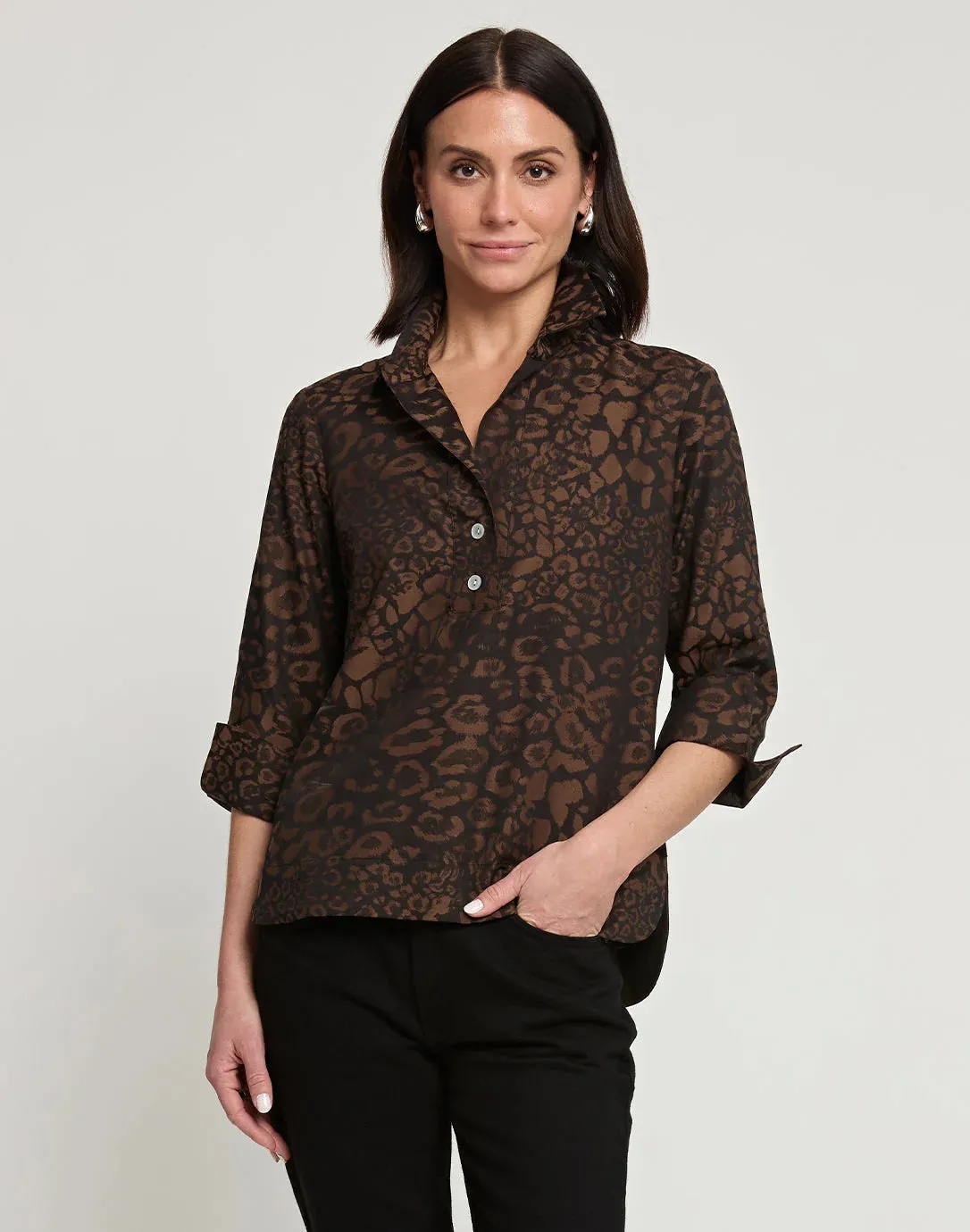 AILEEN LEOPARD 3/4 SLEEVE TOP