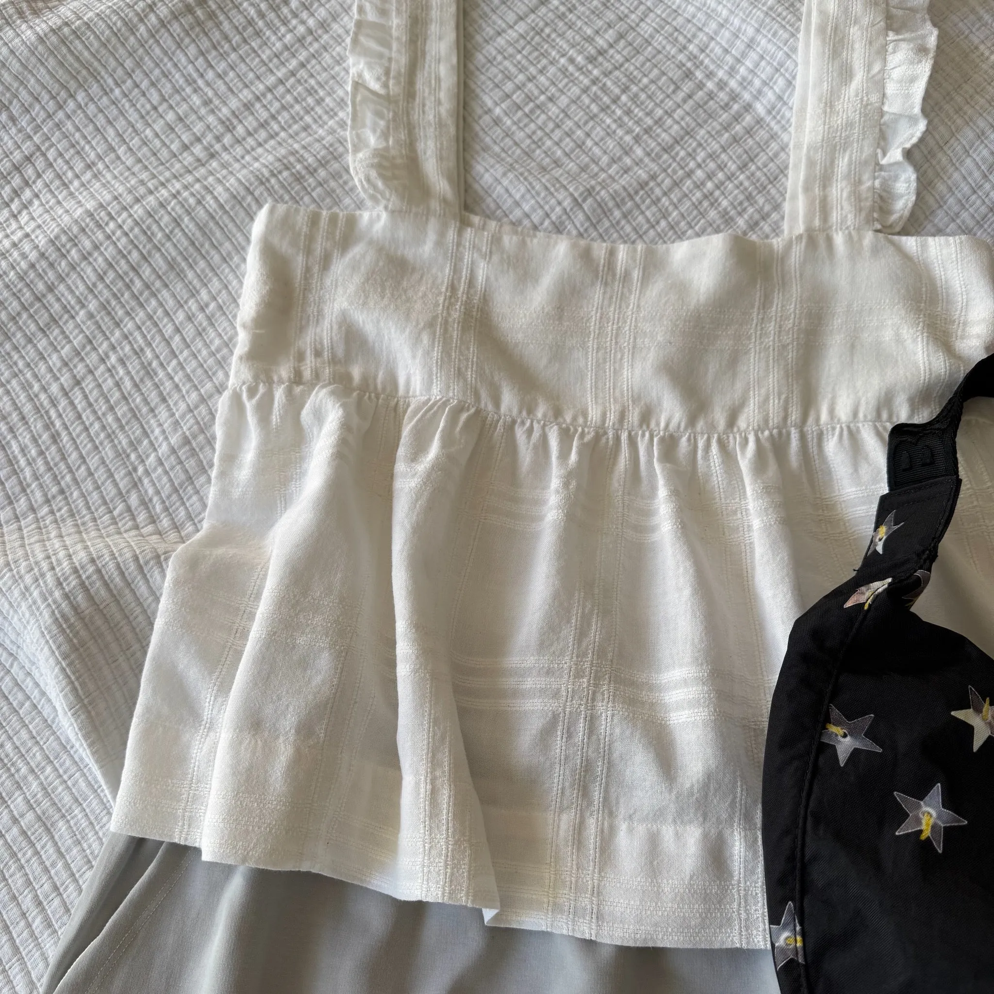 Ana Frill Wide Strap Cami Top in White