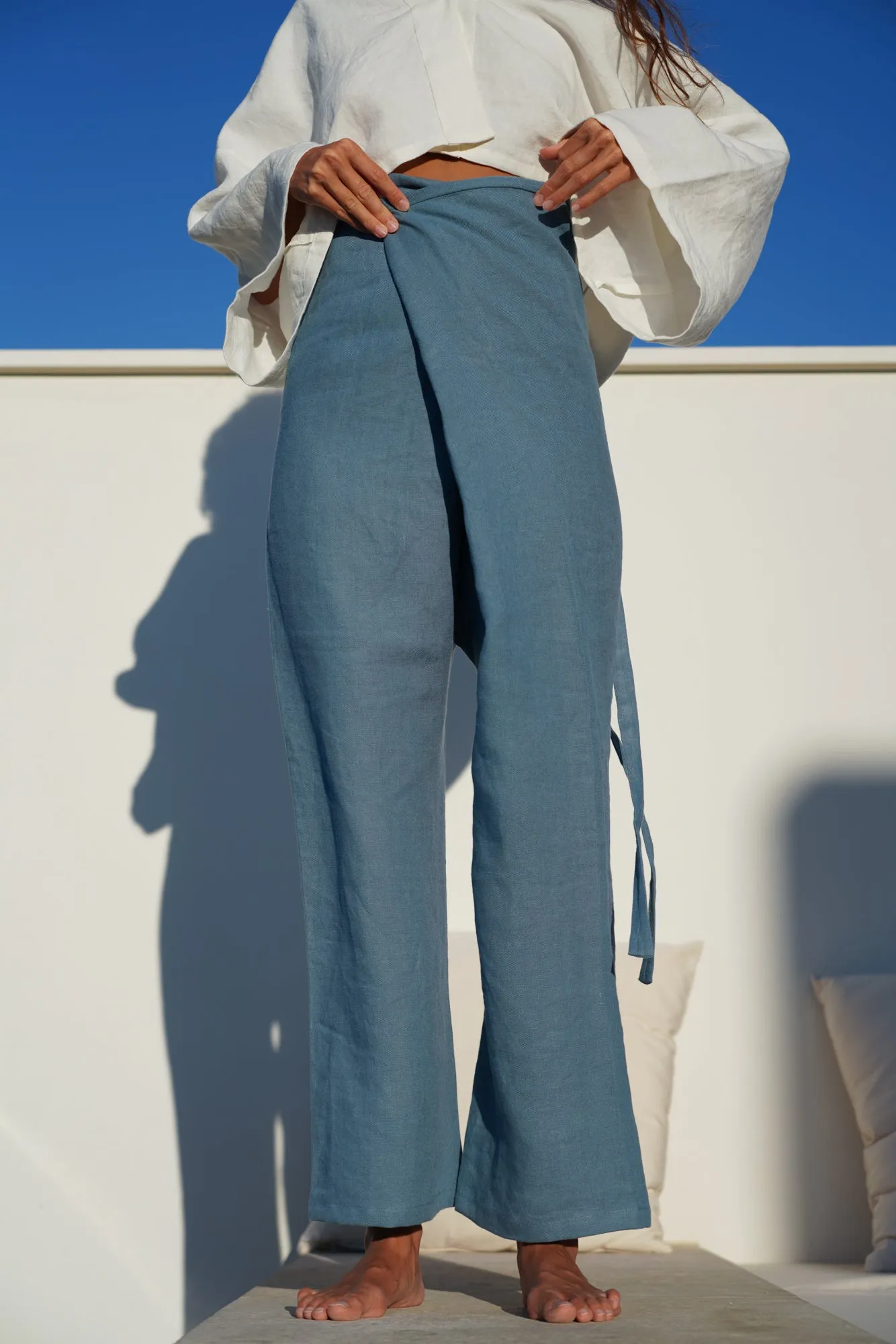 Ana Linen Pants in Cala Blue | Unisex