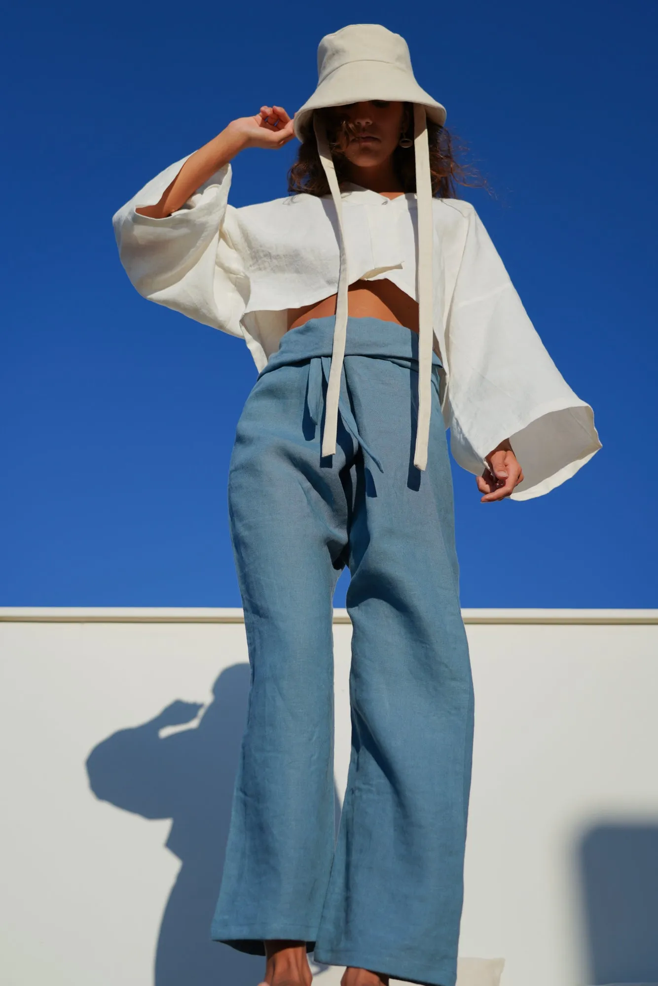 Ana Linen Pants in Cala Blue | Unisex