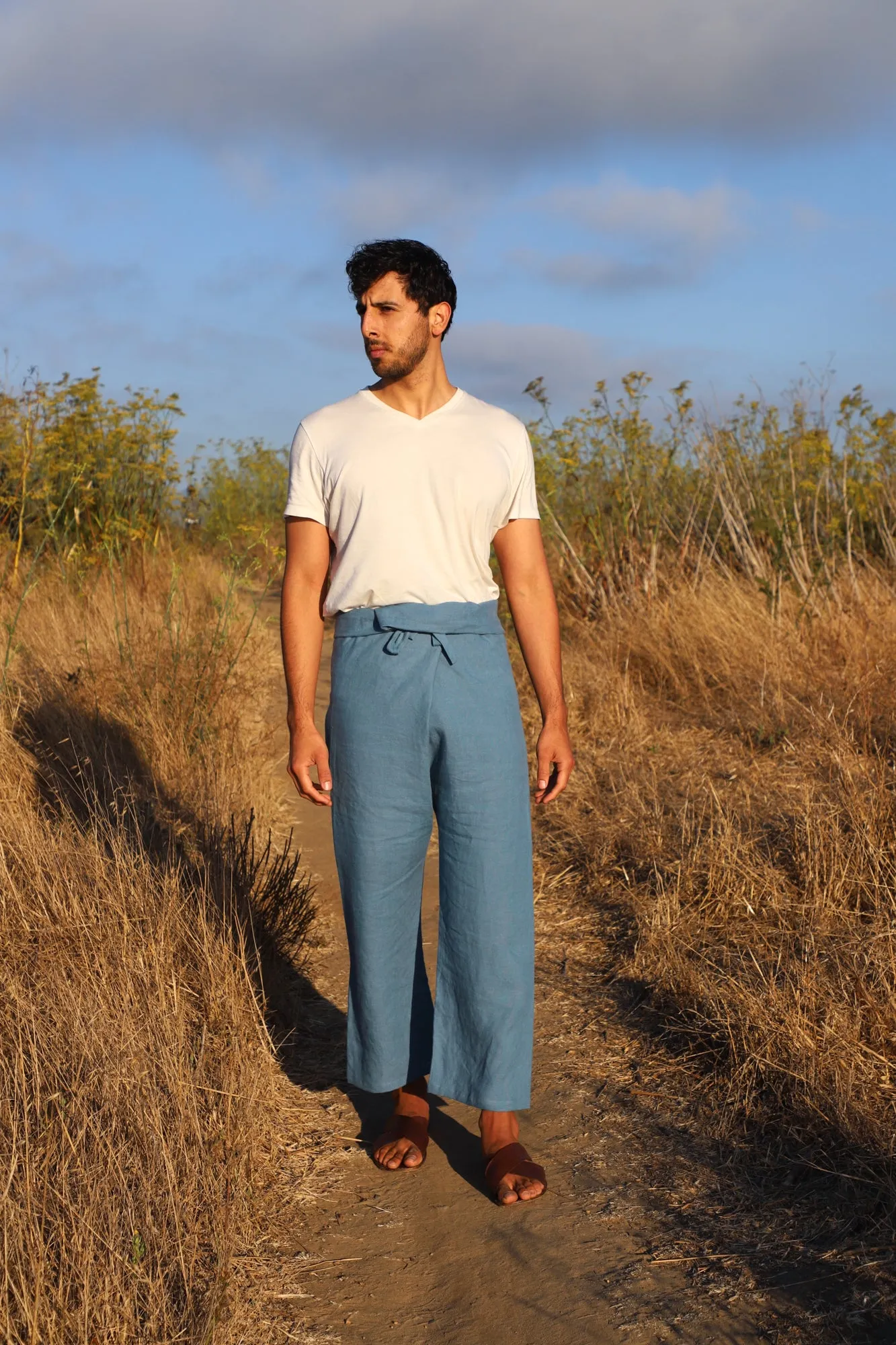Ana Linen Pants in Cala Blue | Unisex