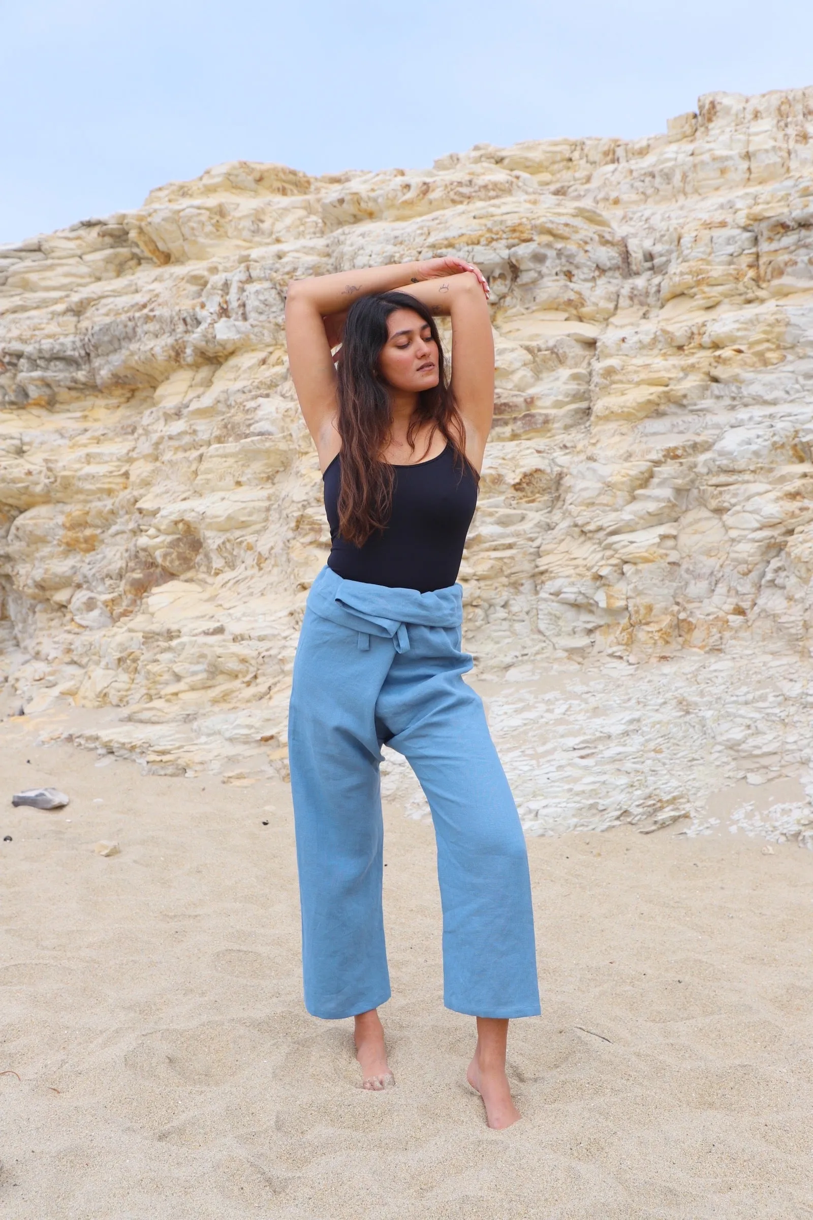 Ana Linen Pants in Cala Blue | Unisex