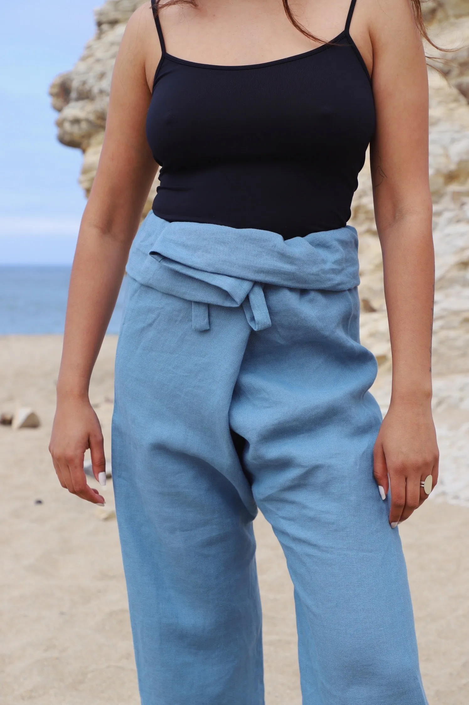 Ana Linen Pants in Cala Blue | Unisex