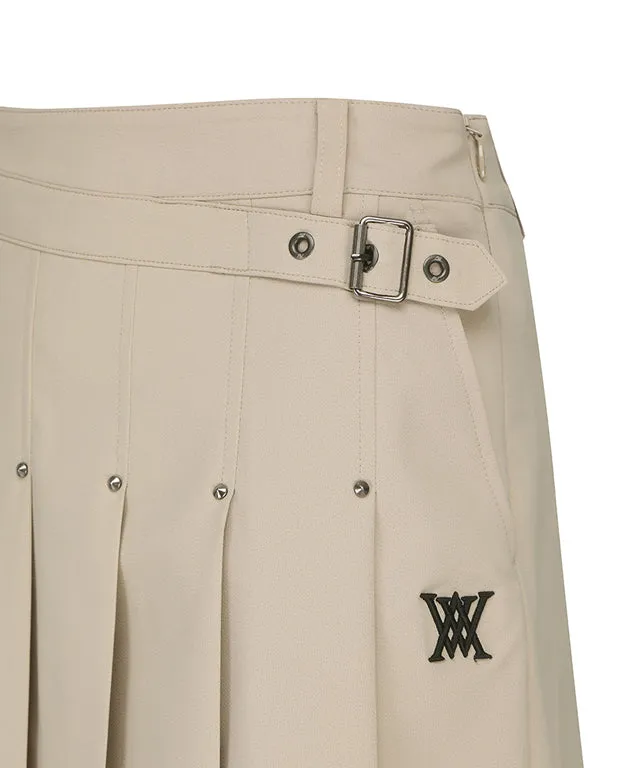 ANEW Golf: Women Buckle Decoration Pleats Skirt - Beige
