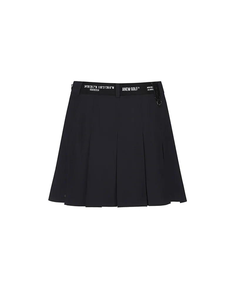 ANEW Golf Women's Leather Buckle Point Pleats Skirt - Black
