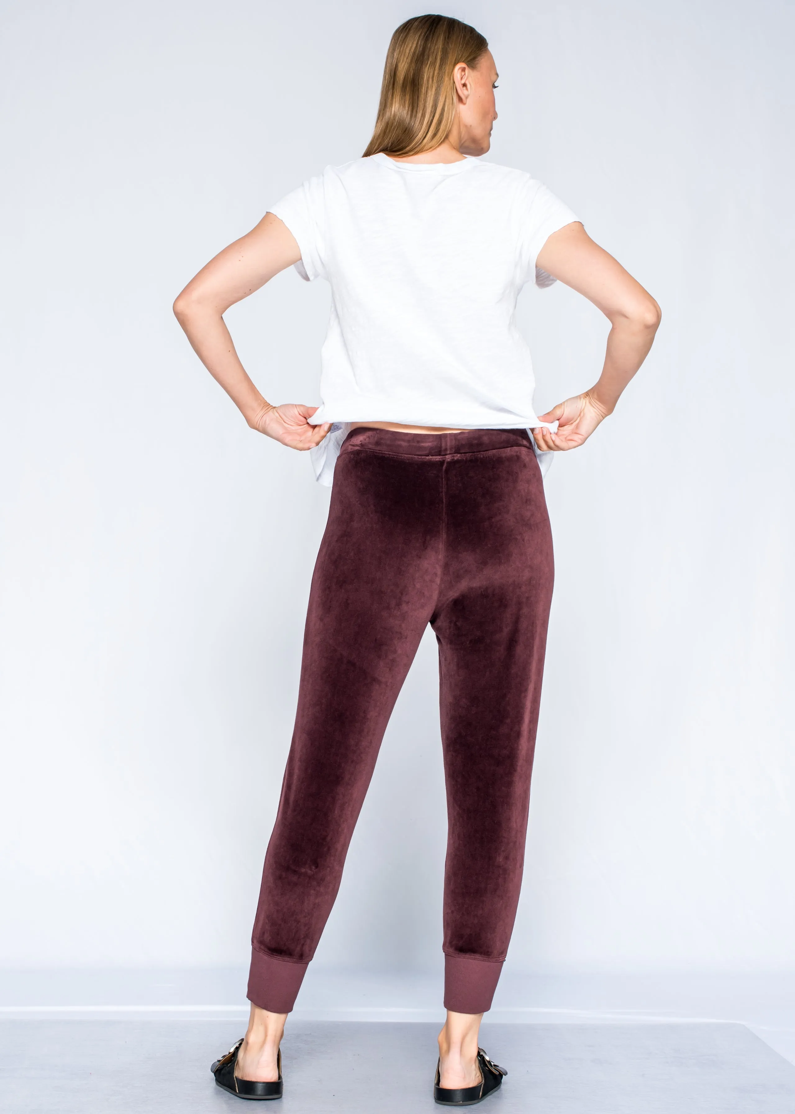 Ankle Jogger Velour Solid Pants