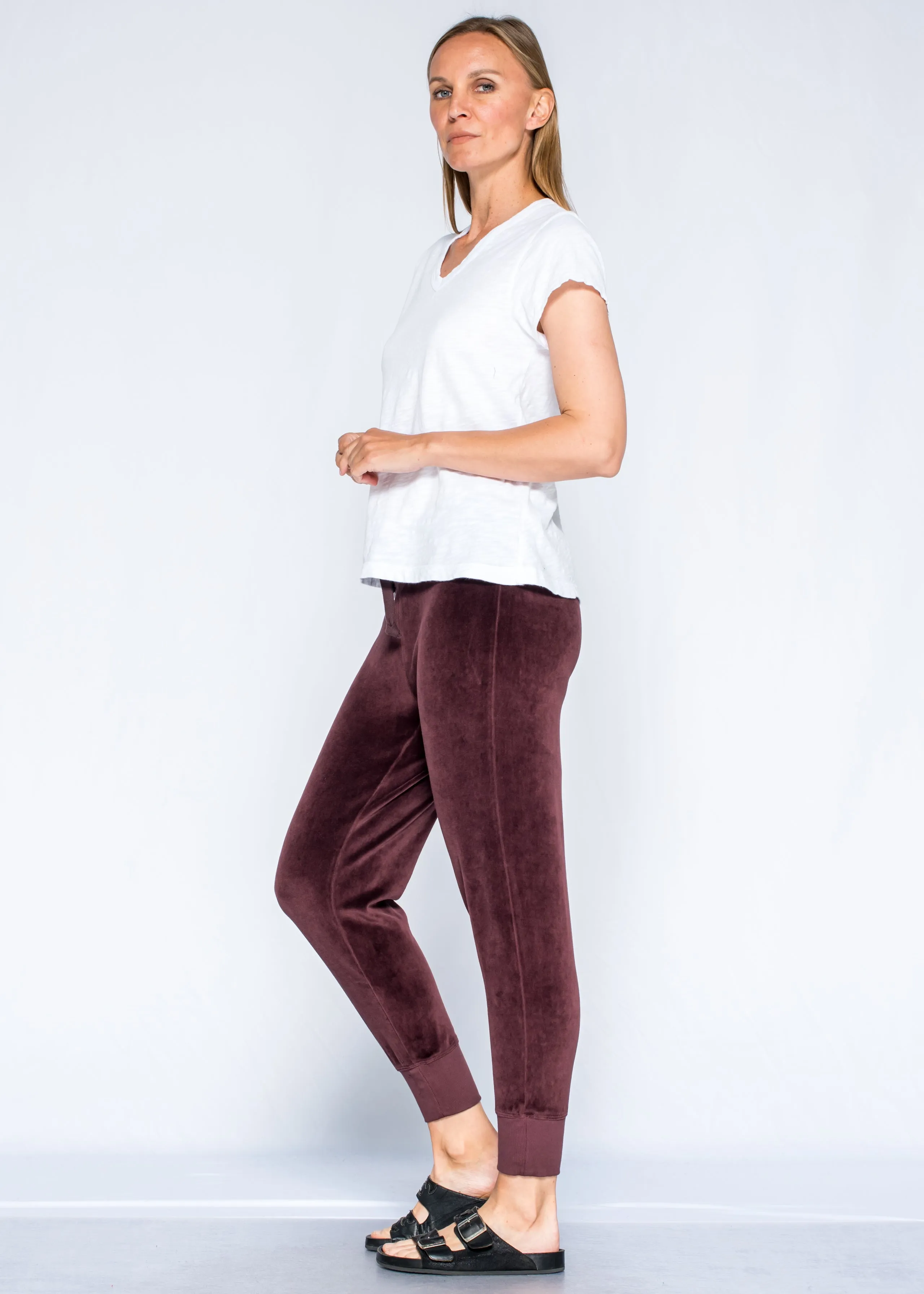Ankle Jogger Velour Solid Pants