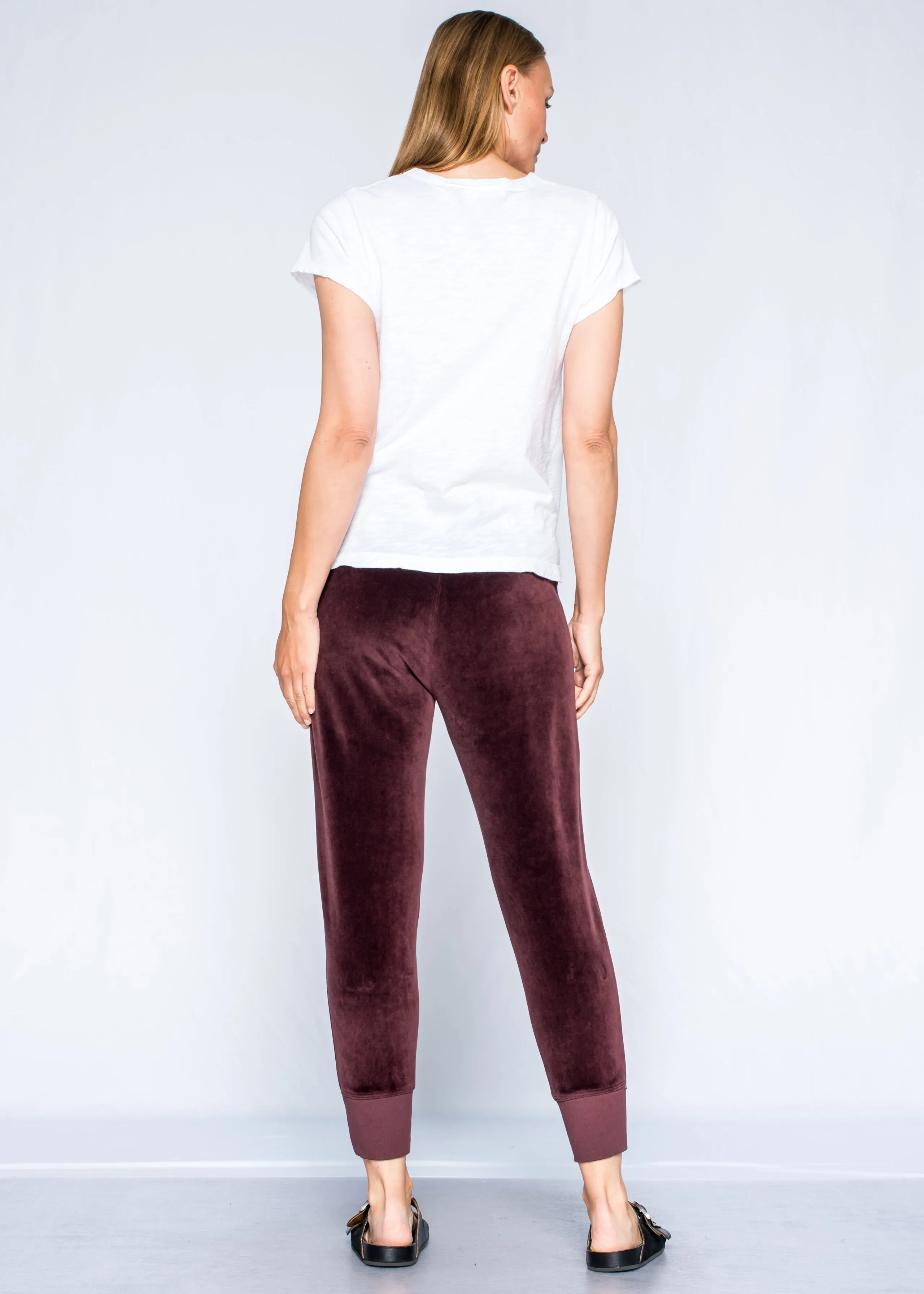 Ankle Jogger Velour Solid Pants