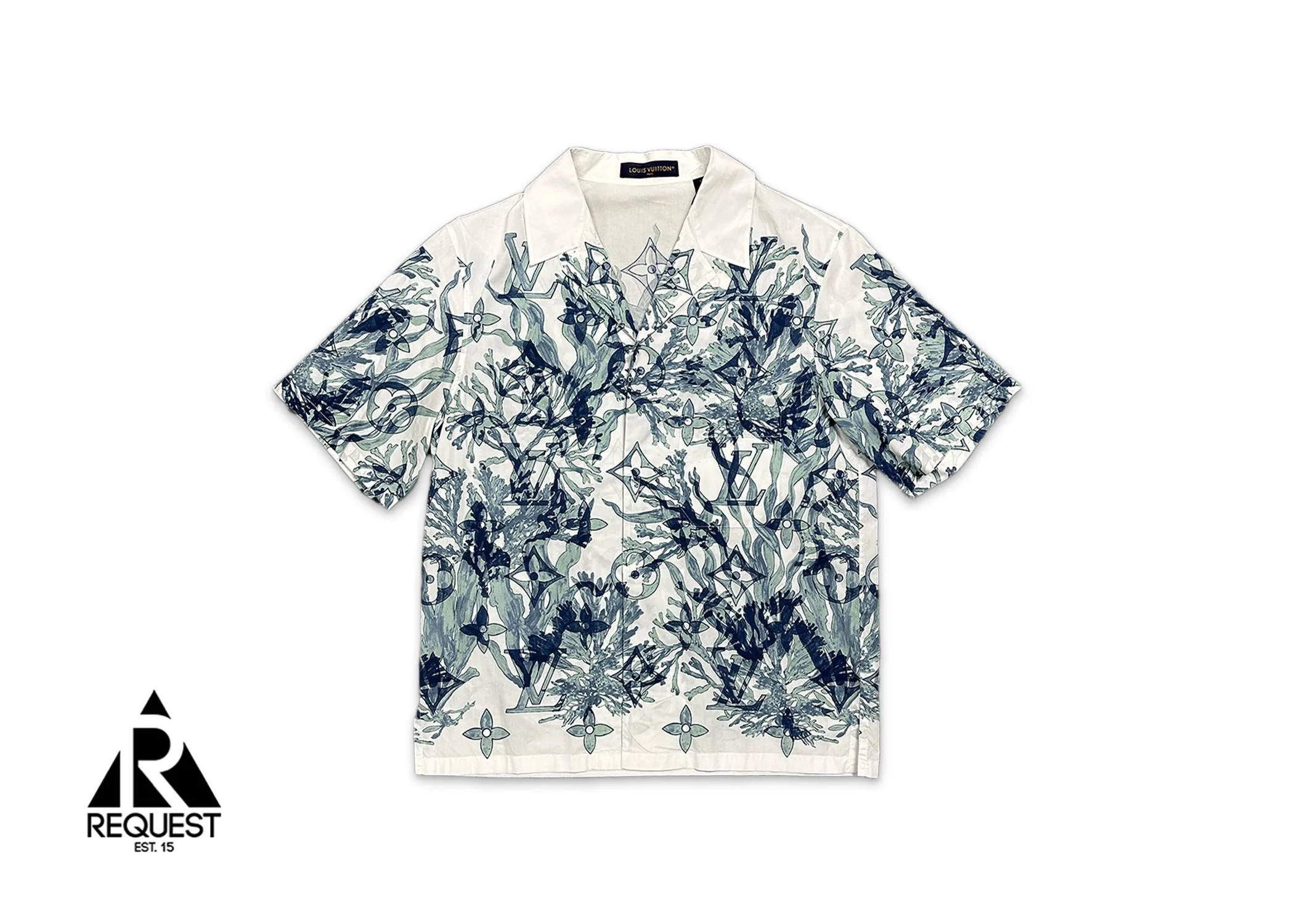 Aquagarden Monogram Button Up Shirt "White/Navy"
