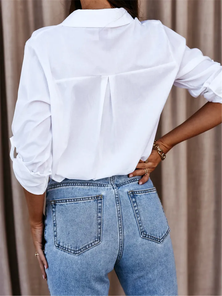 Autumn Modern Trendy Women's V Neck Blouses