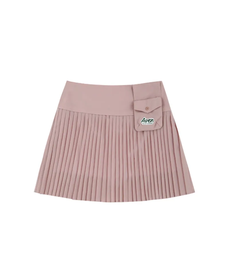 AVEN Flare Pleated Skirt - Pink