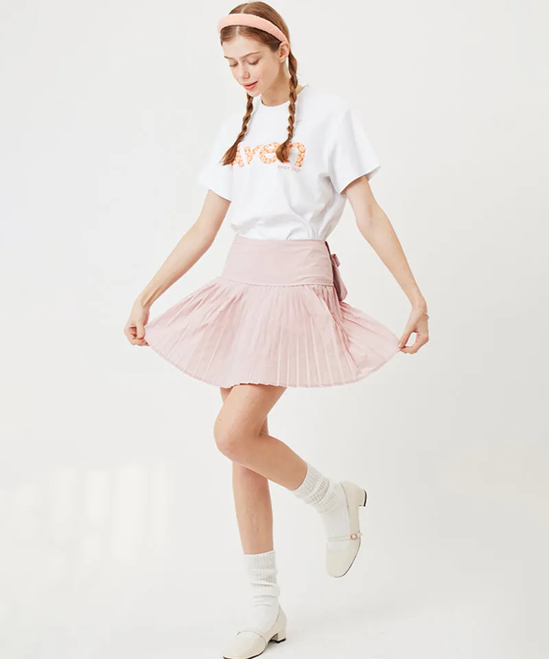AVEN Flare Pleated Skirt - Pink