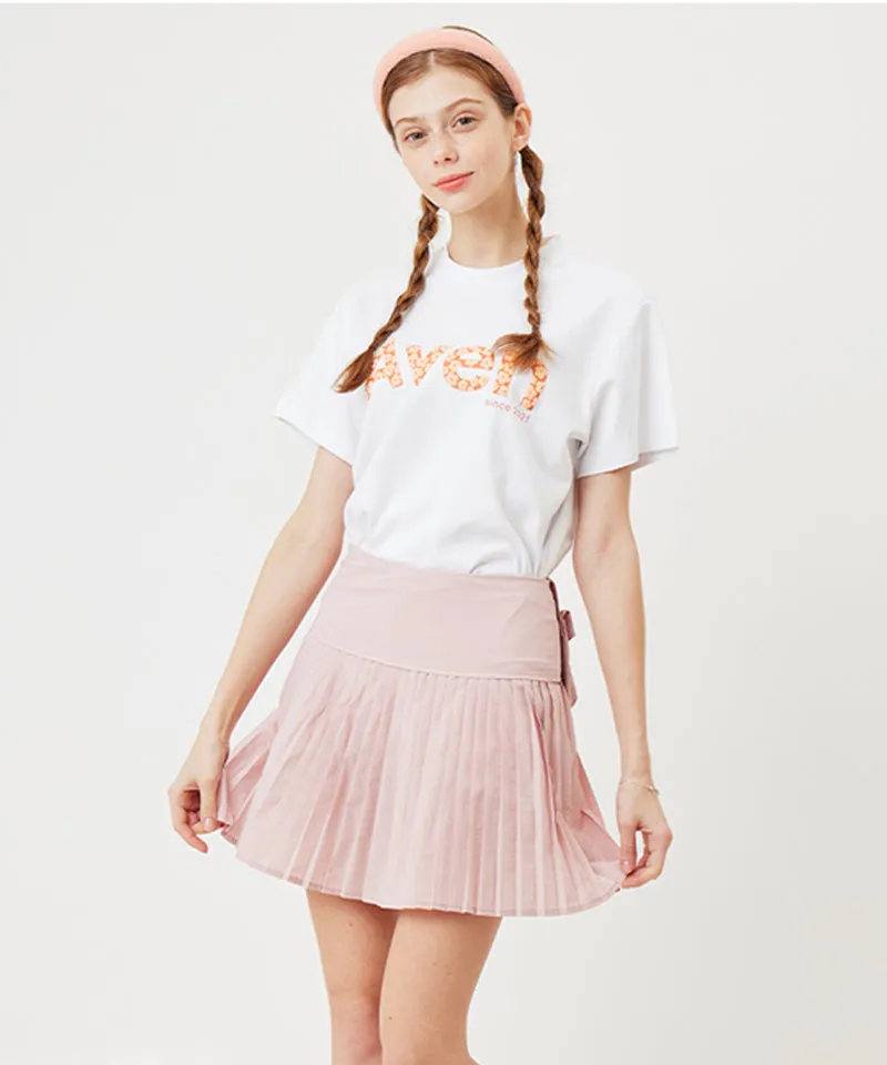 AVEN Flare Pleated Skirt - Pink
