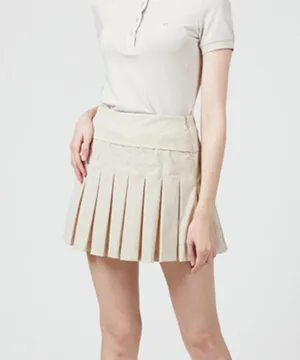 AVEN Women's  Banded Pleated Skirt - Beige