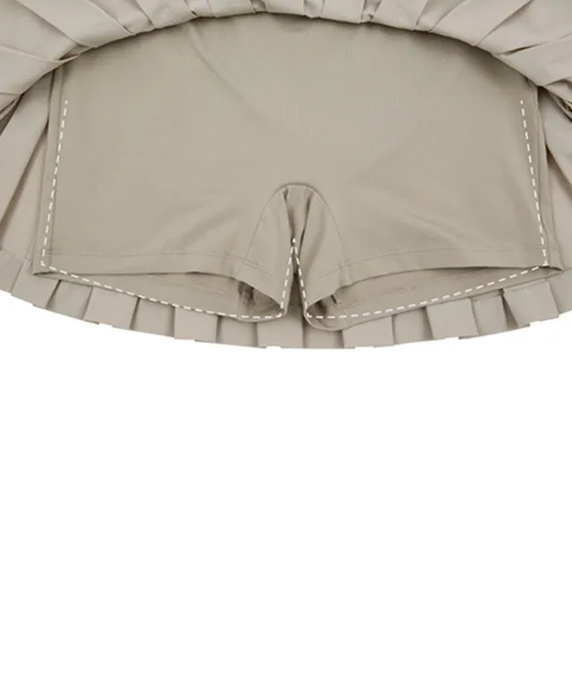 AVEN Women's  Banded Pleated Skirt - Beige