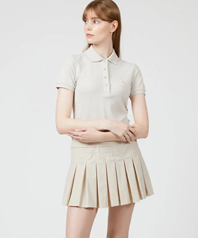 AVEN Women's  Banded Pleated Skirt - Beige