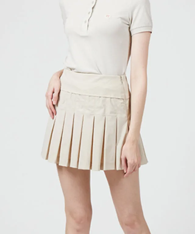 AVEN Women's  Banded Pleated Skirt - Beige