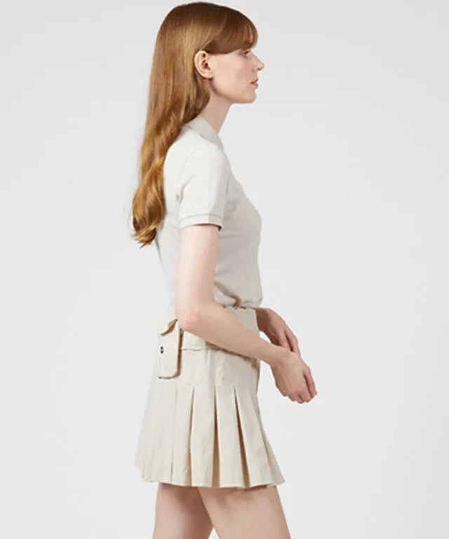 AVEN Women's  Banded Pleated Skirt - Beige