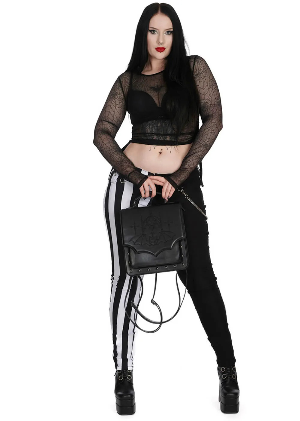 Banned Alternative Spiderweb Groove Top Black