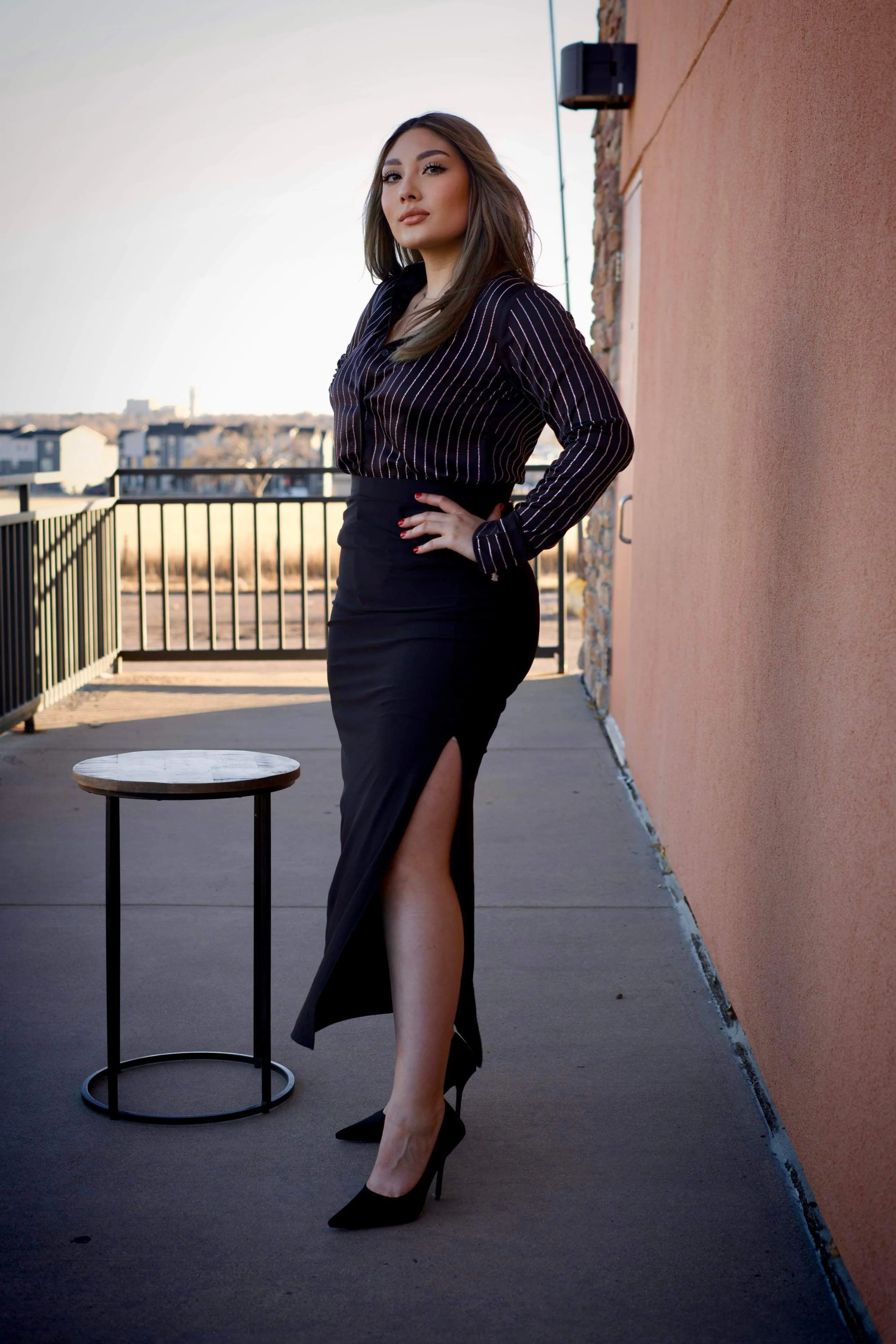 Barbie Black Rhinestone Button Up Top