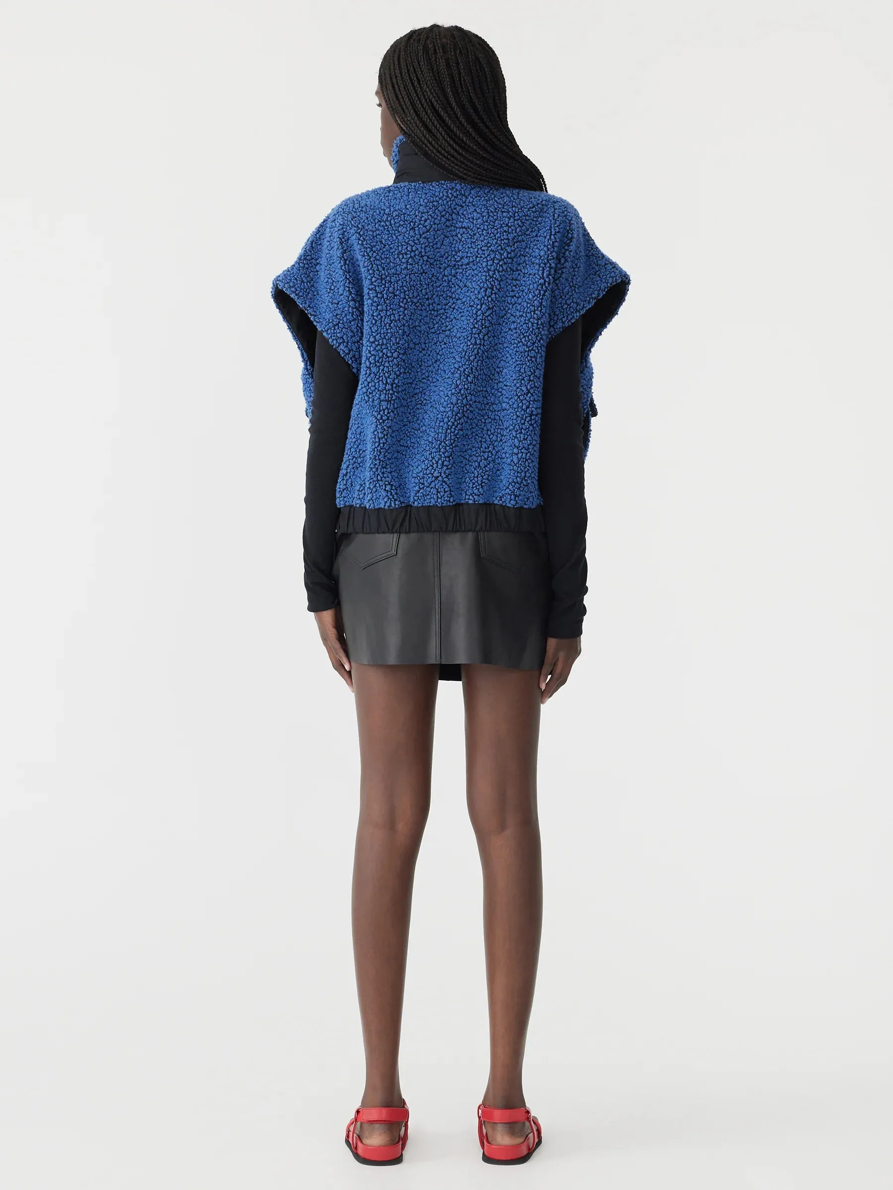 Bassike Boiled Wool Vest in Athletic Blue