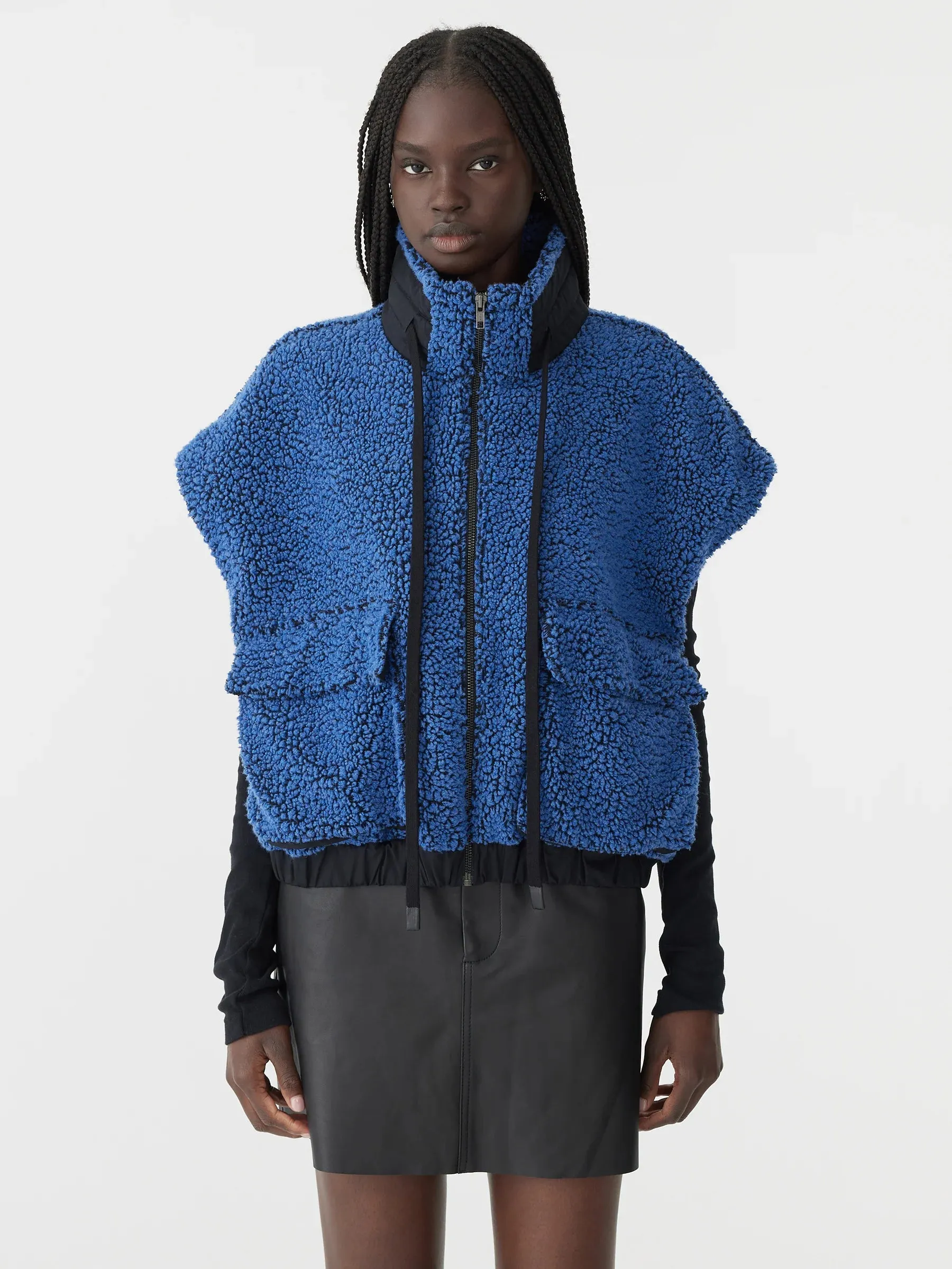 Bassike Boiled Wool Vest in Athletic Blue