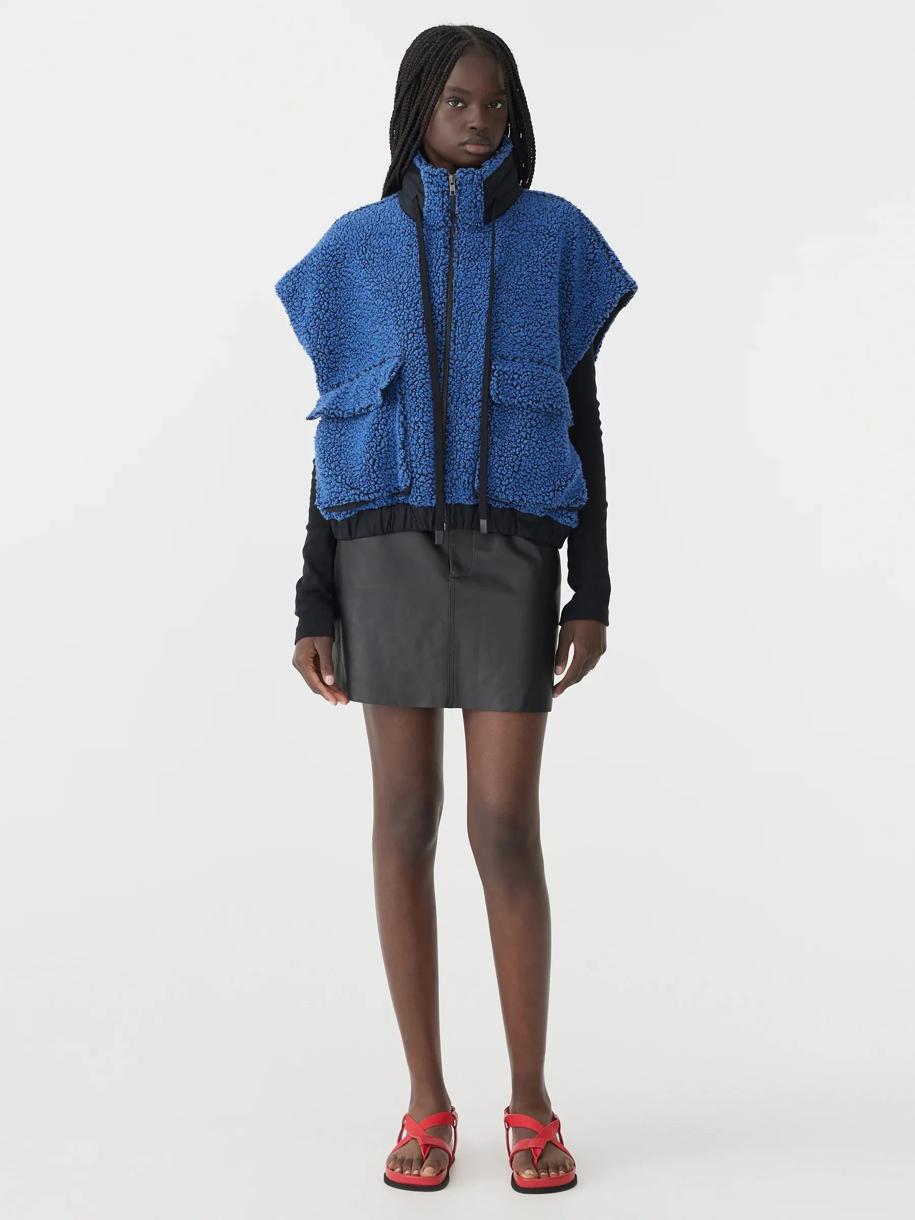 Bassike Boiled Wool Vest in Athletic Blue
