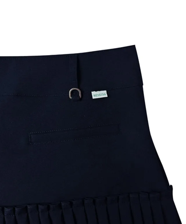 BENECIA 12 Frill Pleated Skirt - Navy