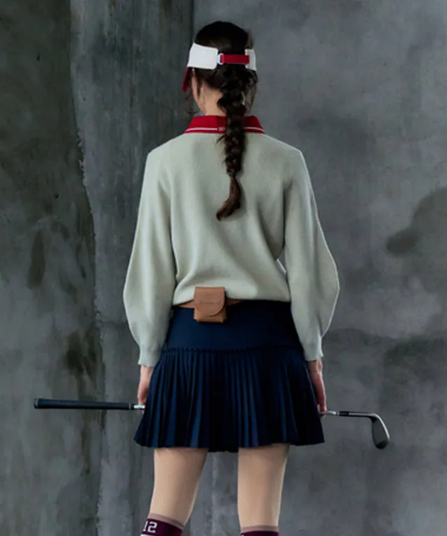 BENECIA 12 Frill Pleated Skirt - Navy