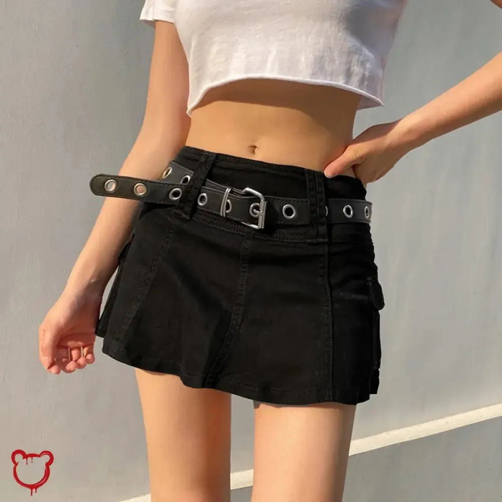 Black High Waist Mini Skirt