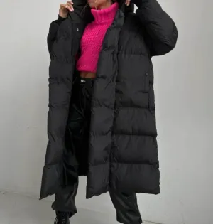 Black Long Padded Parka Jacket