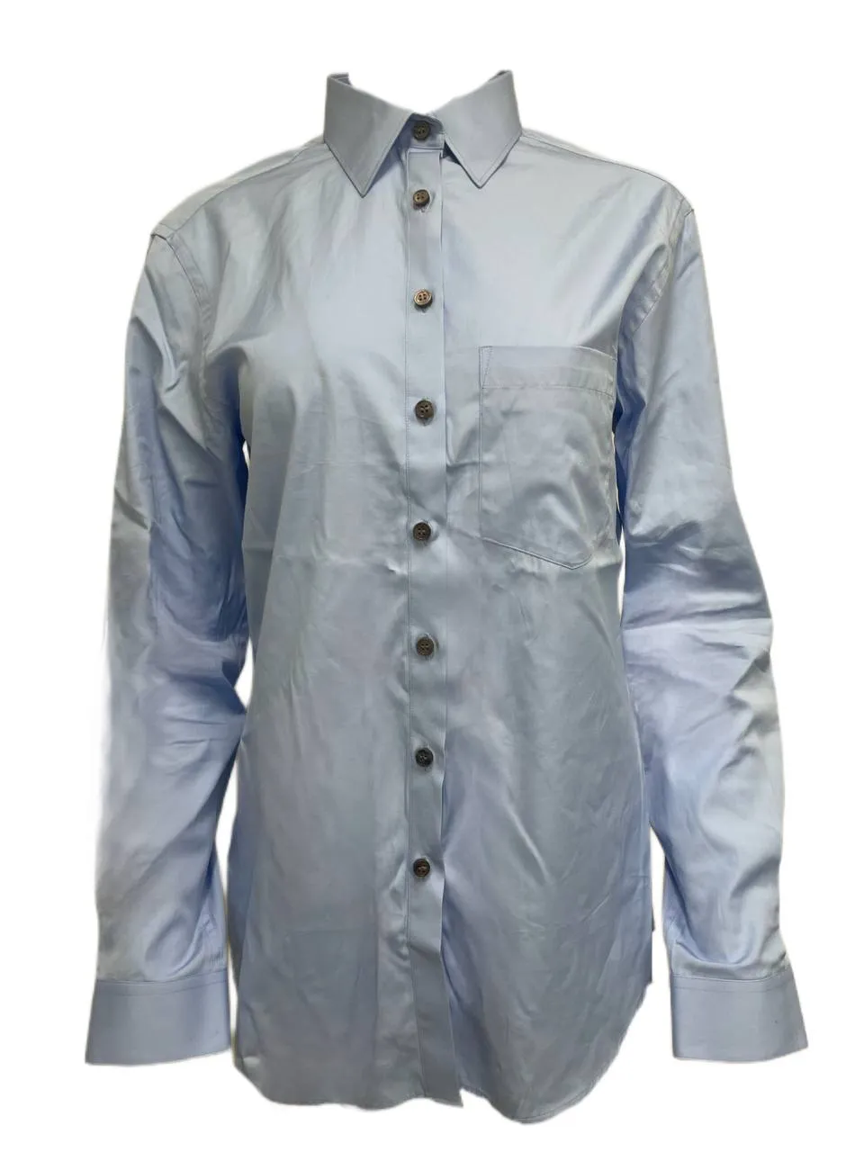BLK DNM Women's Light Blue Long Sleeve Cotton Button Up Shirt 2 Size S NWT
