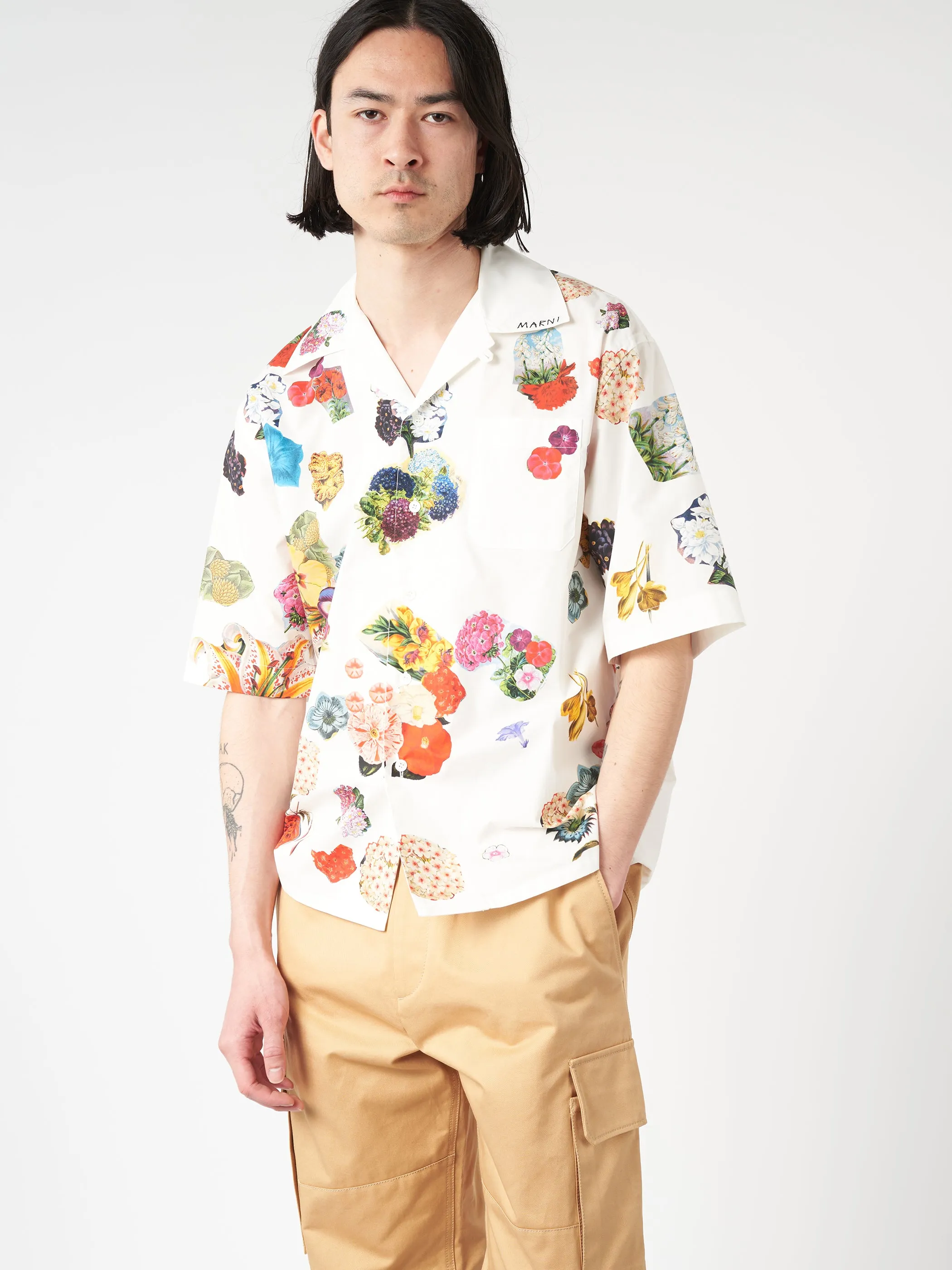 Bowling Shirt with Flower Prints