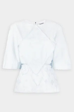 Broderie Anglaise Blouse in Illusion Blue